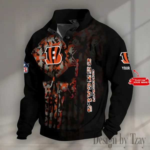 Cincinnati Bengals NFL Half Button Long Sleeve Hoodie S9DBSCH1597