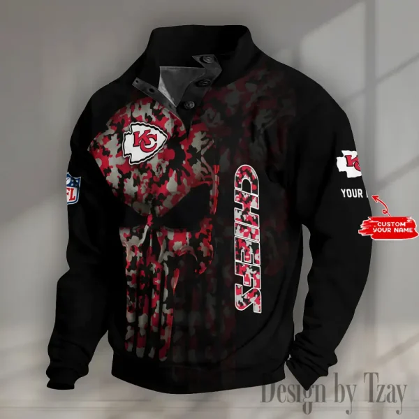 Kansas City Chiefs NFL Half Button Long Sleeve Hoodie S9DBSCH1606