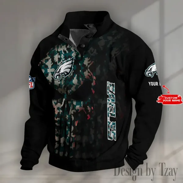 Philadelphia Eagles NFL Half Button Long Sleeve Hoodie S9DBSCH1613