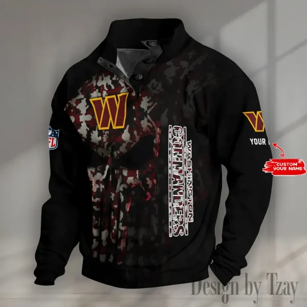 Washington Commanders NFL Half Button Long Sleeve Hoodie S9DBSCH1615