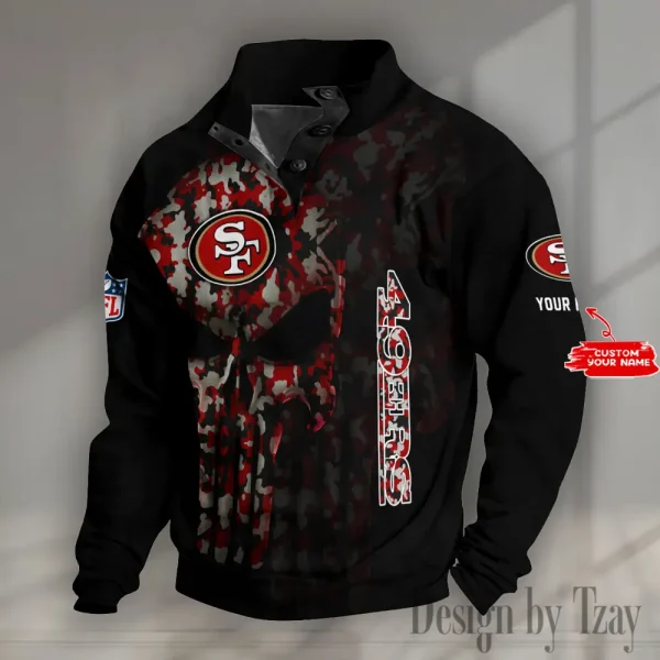 San Francisco 49ers NFL Half Button Long Sleeve Hoodie S9DBSCH1619