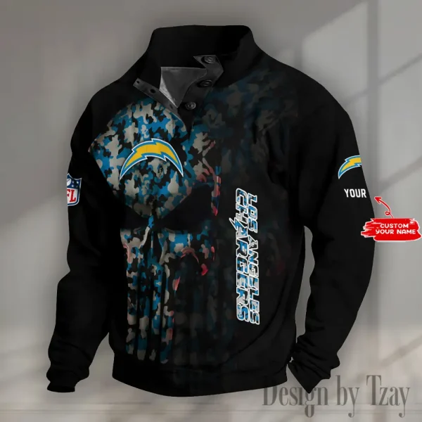 Los Angeles Chargers NFL Half Button Long Sleeve Hoodie S9DBSCH1622