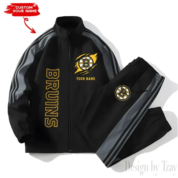 Boston Bruins NHL New Style Versatile Sports Set Jacket And Pants S9VSS2PS265 - Image 2