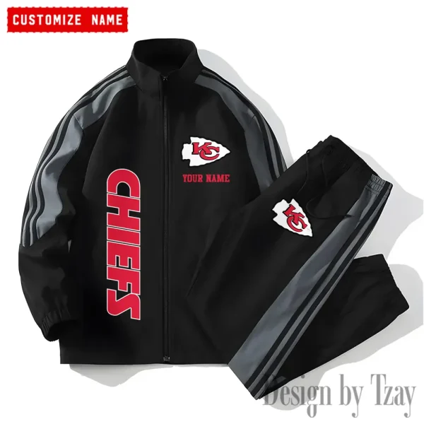 Kansas City Chiefs NFL New Style Versatile Sports Set Jacket And Pants S9VSS2PS202 - Image 2