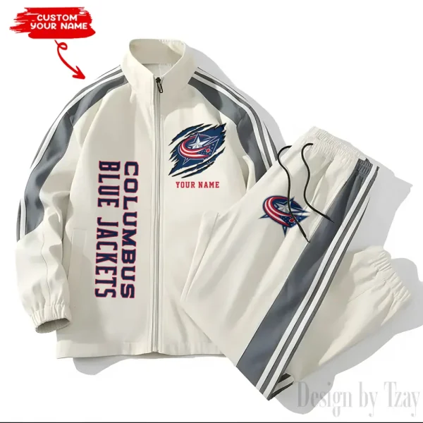 Columbus Blue Jackets NHL New Style Versatile Sports Set Jacket And Pants S9VSS2PS271 - Image 2