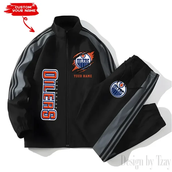 Edmonton Oilers NHL New Style Versatile Sports Set Jacket And Pants S9VSS2PS274 - Image 2