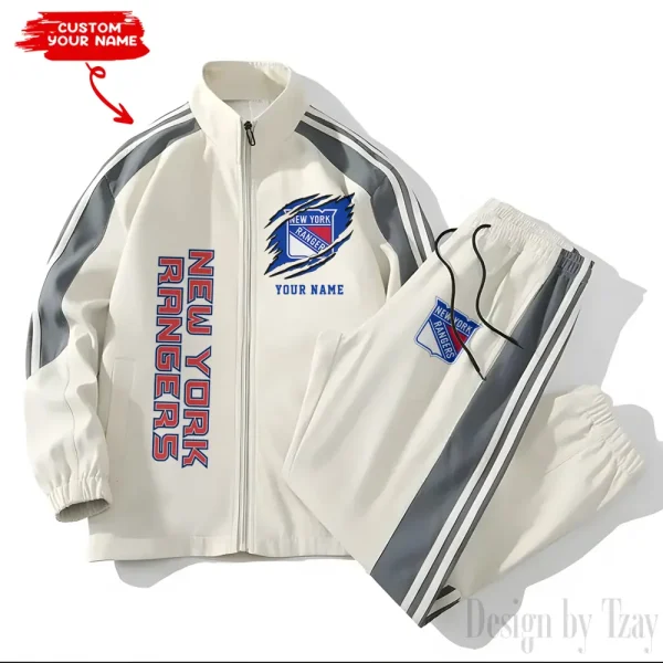 New York Rangers NHL New Style Versatile Sports Set Jacket And Pants S9VSS2PS282 - Image 2