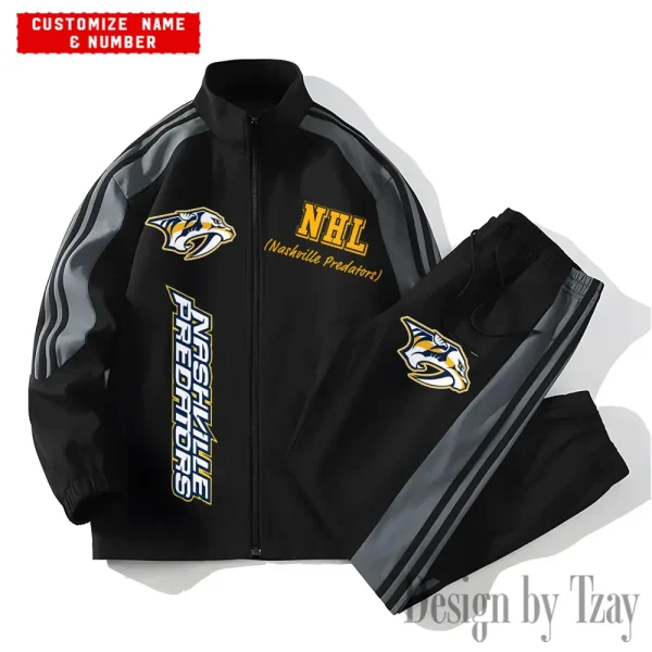 Nashville Predators NHL New Style Versatile Sports Set Jacket And Pants S9VSS2PS296 - Image 2