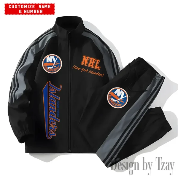 New York Islanders NHL New Style Versatile Sports Set Jacket And Pants S9VSS2PS298 - Image 2