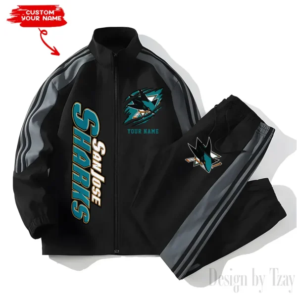 San Jose Sharks NHL New Style Versatile Sports Set Jacket And Pants S9VSS2PS286