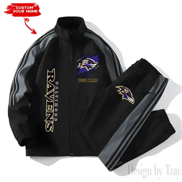 Baltimore Ravens NFL New Style Versatile Sports Set Jacket And Pants S9VSS2PS345 - Image 2