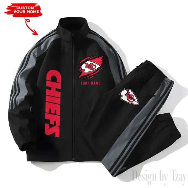 Kansas City Chiefs NFL New Style Versatile Sports Set Jacket And Pants S9VSS2PS358 - Image 2