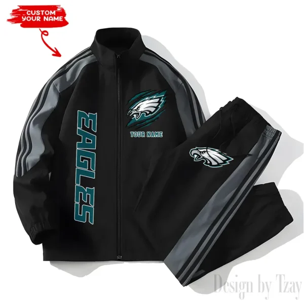 Philadelphia Eagles NFL New Style Versatile Sports Set Jacket And Pants S9VSS2PS368 - Image 2