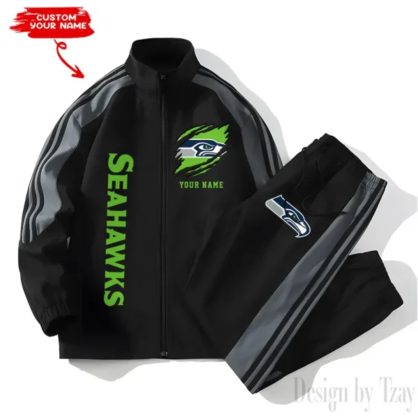 Seattle Seahawks NFL New Style Versatile Sports Set Jacket And Pants S9VSS2PS371 - Image 2