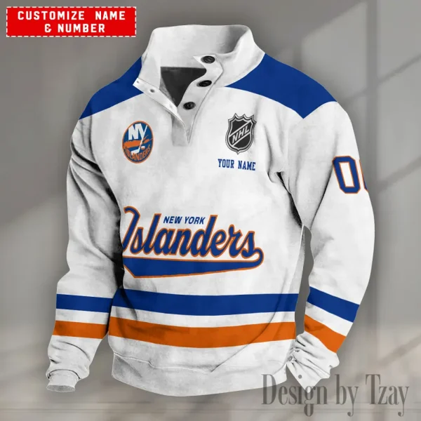 New York Islanders  NHL Half Button Long Sleeve Hoodie S9DBSCH1632