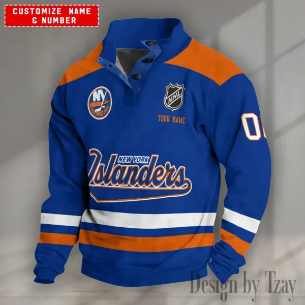 New York Islanders  NHL Half Button Long Sleeve Hoodie S9DBSCH1633