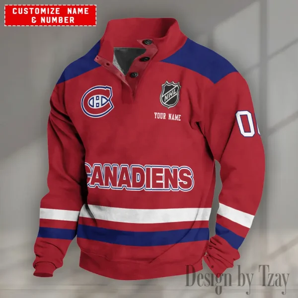 Montréal Canadiens NHL Half Button Long Sleeve Hoodie S9DBSCH1639