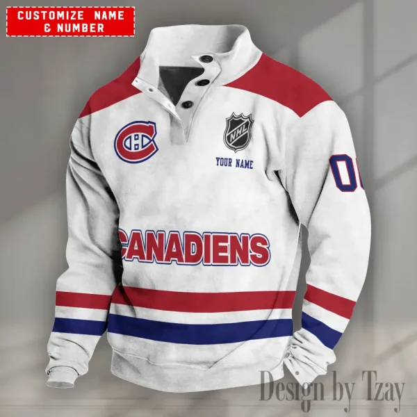 Montréal Canadiens NHL Half Button Long Sleeve Hoodie S9DBSCH1640