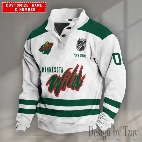 Minnesota Wild NHL Half Button Long Sleeve Hoodie S9DBSCH1641