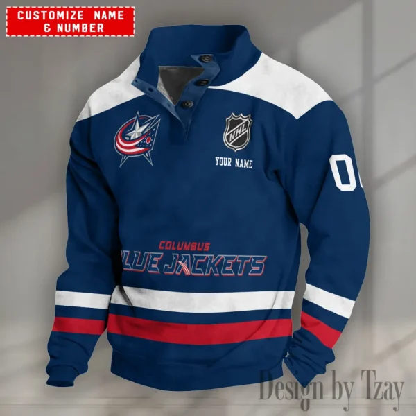 Columbus Blue Jackets NHL Half Button Long Sleeve Hoodie S9DBSCH1654