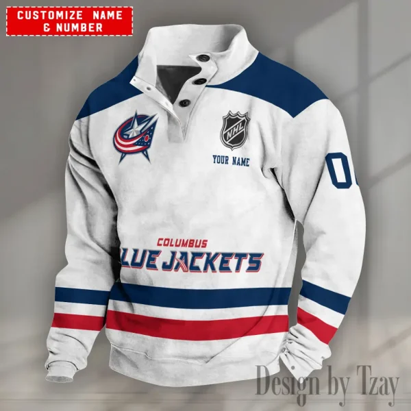 Columbus Blue Jackets NHL Half Button Long Sleeve Hoodie S9DBSCH1655