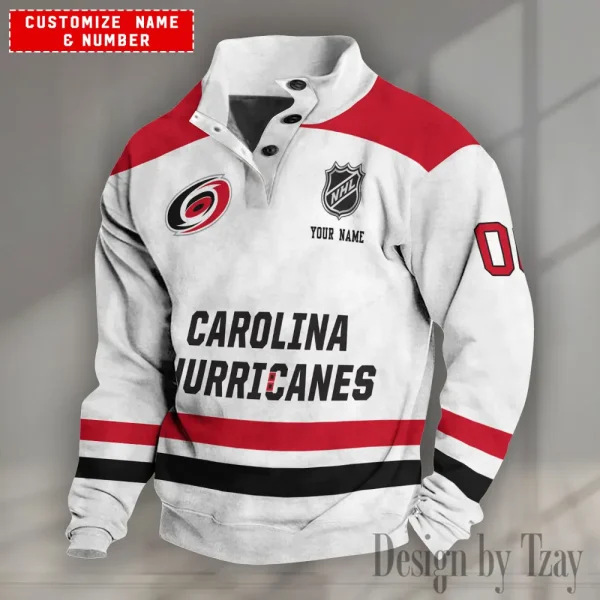 Carolina Hurricanes NHL Half Button Long Sleeve Hoodie S9DBSCH1661