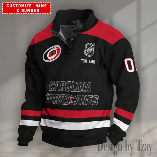 Carolina Hurricanes NHL Half Button Long Sleeve Hoodie S9DBSCH1662