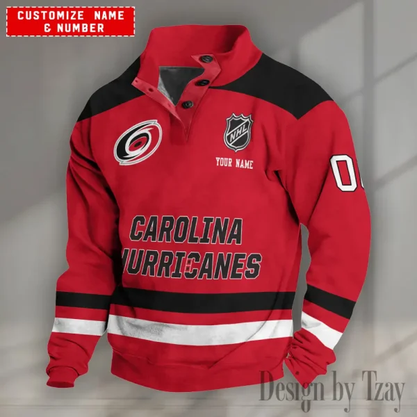 Carolina Hurricanes NHL Half Button Long Sleeve Hoodie S9DBSCH1663