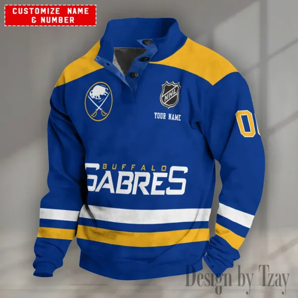 Buffalo Sabres NHL Half Button Long Sleeve Hoodie S9DBSCH1667