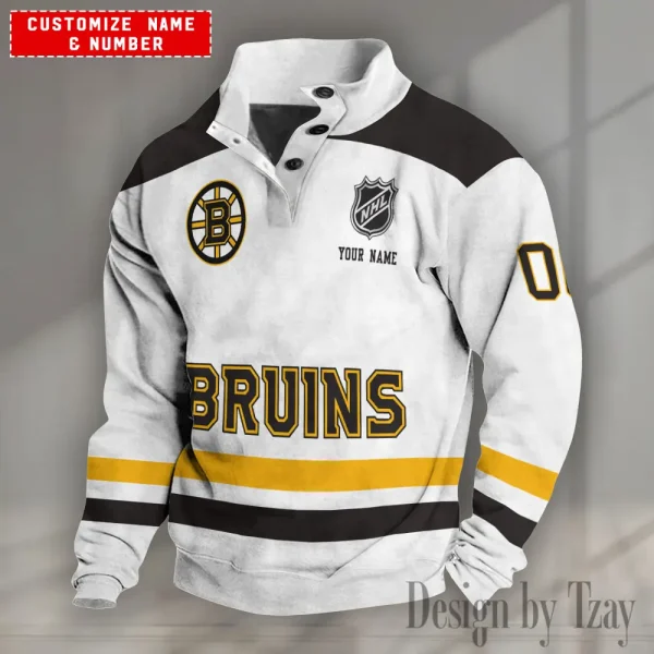 Boston Bruins NHL Half Button Long Sleeve Hoodie S9DBSCH1669