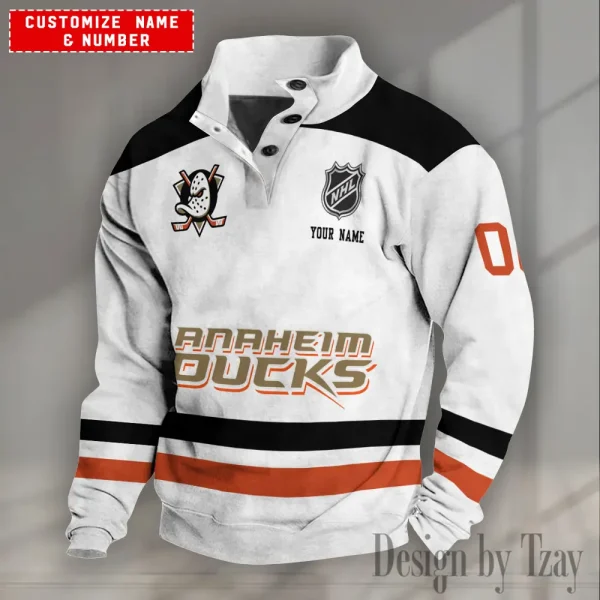 Anaheim Ducks NHL Half Button Long Sleeve Hoodie S9DBSCH1670