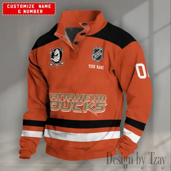 Anaheim Ducks NHL Half Button Long Sleeve Hoodie S9DBSCH1671