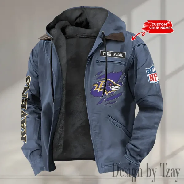 Baltimore Ravens Winter Thick Warm Plush Zipper Men Jacket trending 2025 ANZPJH003 - Image 2