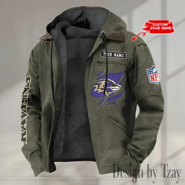 Baltimore Ravens Winter Thick Warm Plush Zipper Men Jacket trending 2025 ANZPJH003 - Image 3