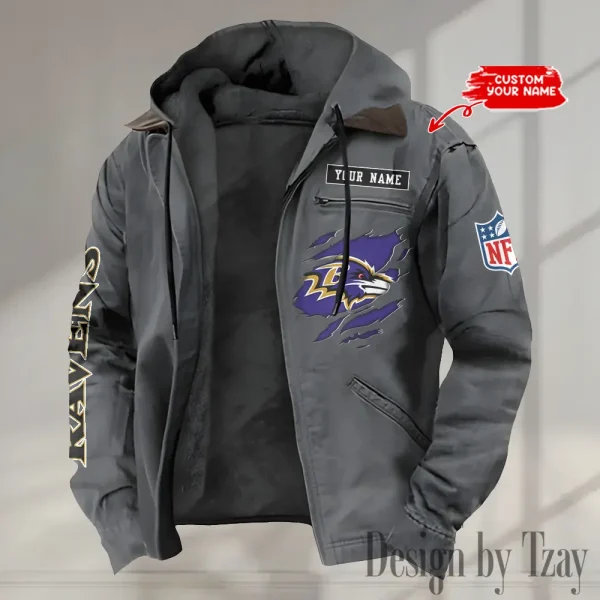 Baltimore Ravens Winter Thick Warm Plush Zipper Men Jacket trending 2025 ANZPJH003 - Image 4