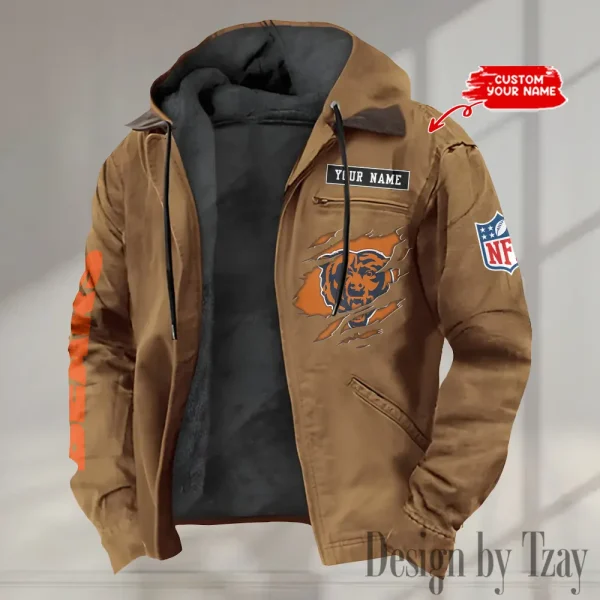 Chicago Bears Winter Thick Warm Plush Zipper Men Jacket trending 2025 ANZPJH006 - Image 3