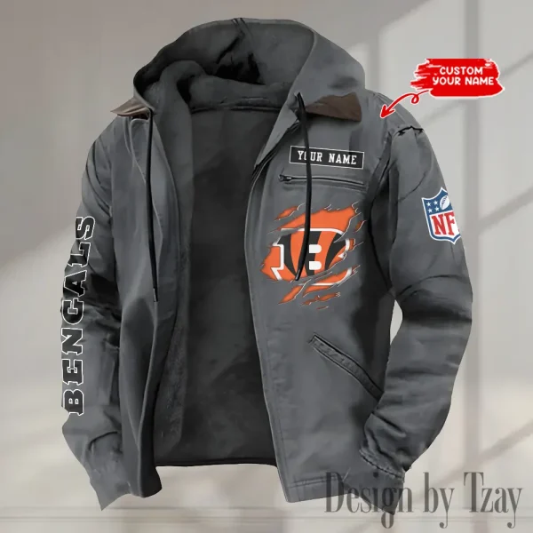 Cincinnati Bengals Winter Thick Warm Plush Zipper Men Jacket trending 2025 ANZPJH007 - Image 2