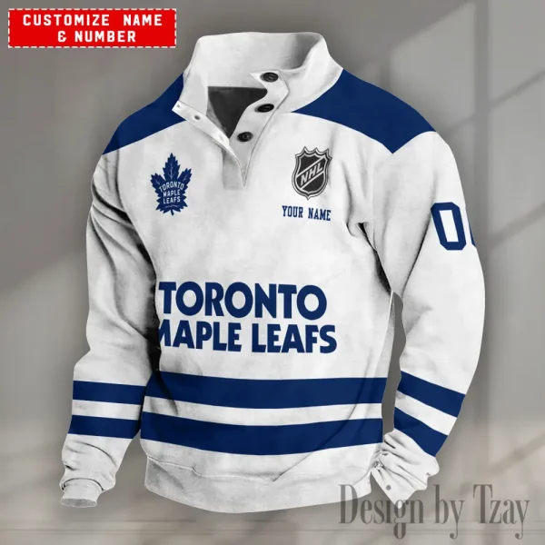 Toronto Maple Leafs NHL Half Button Long Sleeve Hoodie S9DBSCH1676