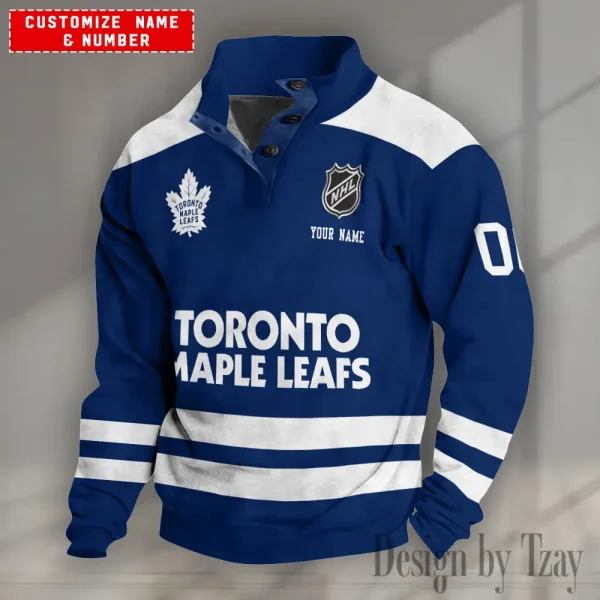 Toronto Maple Leafs NHL Half Button Long Sleeve Hoodie S9DBSCH1686