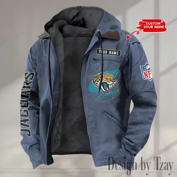 Jacksonville Jaguars Winter Thick Warm Plush Zipper Men Jacket trending 2025 ANZPJH015 - Image 2