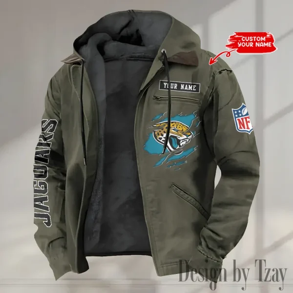 Jacksonville Jaguars Winter Thick Warm Plush Zipper Men Jacket trending 2025 ANZPJH015 - Image 3