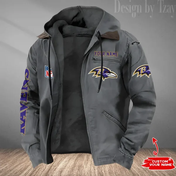 Baltimore Ravens Winter Thick Warm Plush Zipper Men Jacket Trending 2025 ANZPJH068 - Image 2