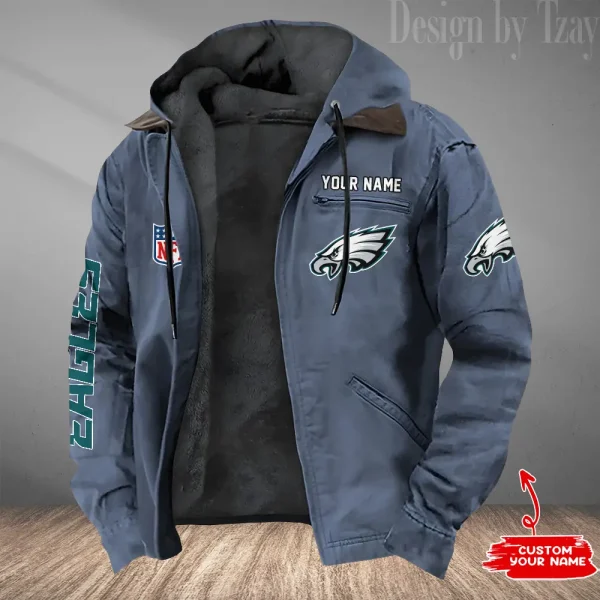 Philadelphia Eagles Winter Thick Warm Plush Zipper Men Jacket Trending 2025 ANZPJH091