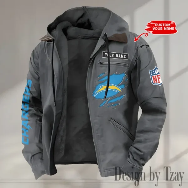 Los Angeles Chargers Winter Thick Warm Plush Zipper Men Jacket trending 2025 ANZPJH021 - Image 2