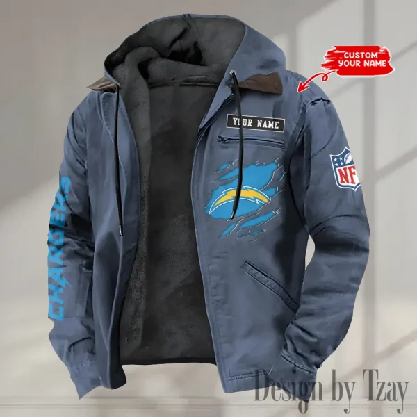 Los Angeles Chargers Winter Thick Warm Plush Zipper Men Jacket trending 2025 ANZPJH021 - Image 3