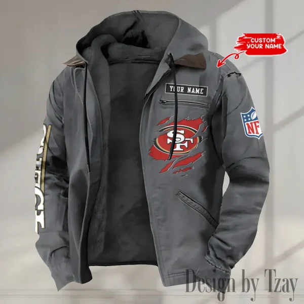 San Francisco 49ers Winter Thick Warm Plush Zipper Men Jacket trending 2025 ANZPJH028 - Image 2