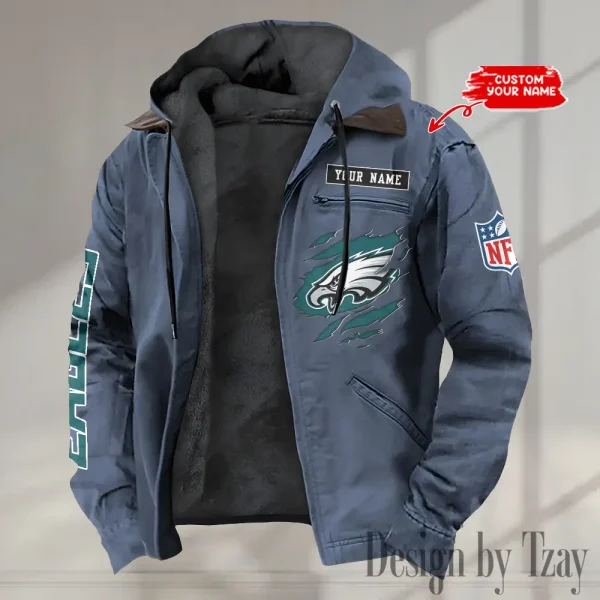 Philadelphia Eagles Winter Thick Warm Plush Zipper Men Jacket trending 2025 ANZPJH030 - Image 2