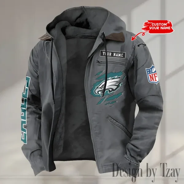 Philadelphia Eagles Winter Thick Warm Plush Zipper Men Jacket trending 2025 ANZPJH030 - Image 4