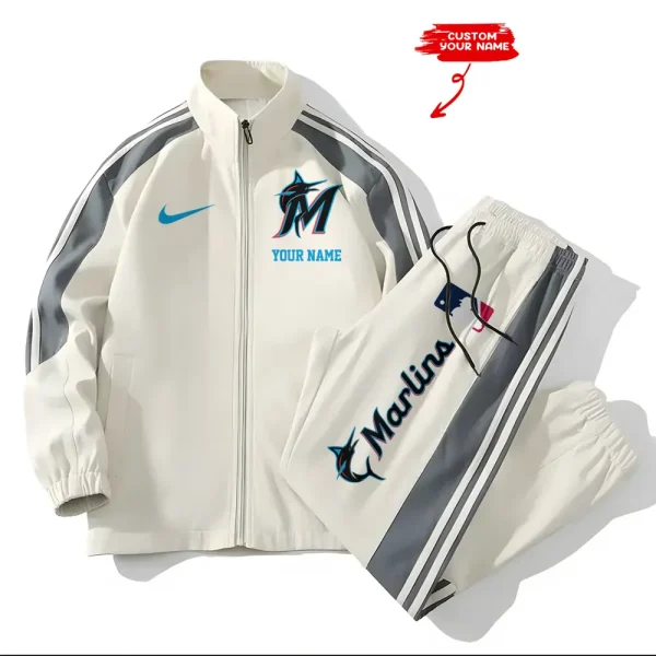 Miami Marlins MLB Casual Suit Set Trendy Versatile Outdoor