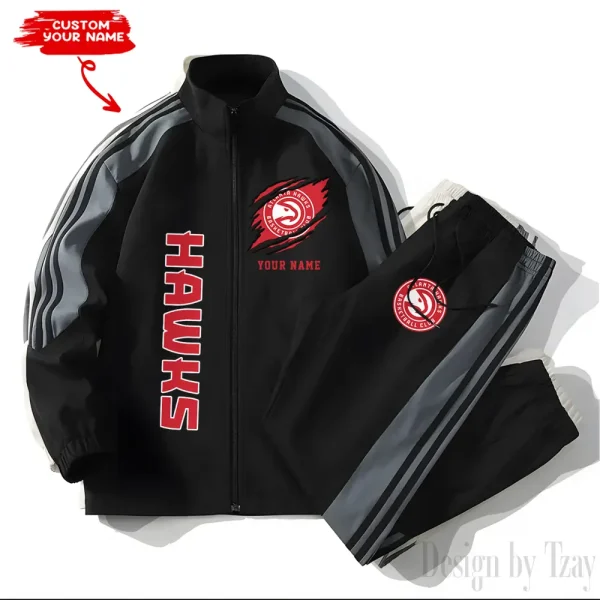 Atlanta Hawks NBA Casual Sports Suit Stand Collar Jacket And Trousers